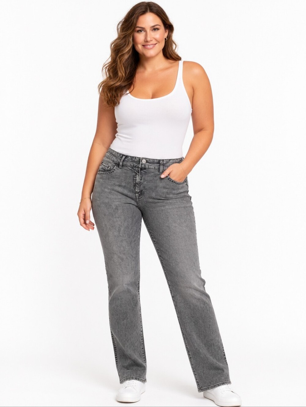 Stella McCartney Grey Wash Butterfly Pocket Low Rise Straight Jeans IT 40